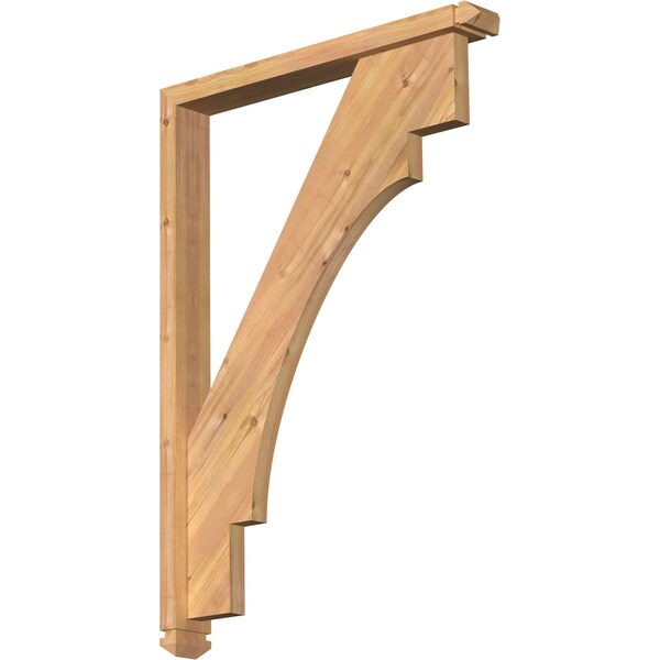 Ekena Millwork Merced Arts and Crafts Smooth Bracket w/ Offset Brace, Western Red Cedar, 3 1/2"W x 28"D x 40"H BKT0402X28X40MRC03SWR - main